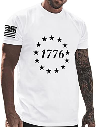 Bmisegm Summer Oversized T Shirts for Men mens Independence Day Flag Casual Soft and comfort Small Printed Bulk of T