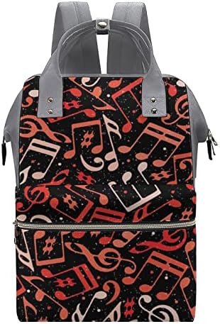 Crvene muzičke note Pelena torba ruksak vodootporna mama ruksak za velike kapacitete
