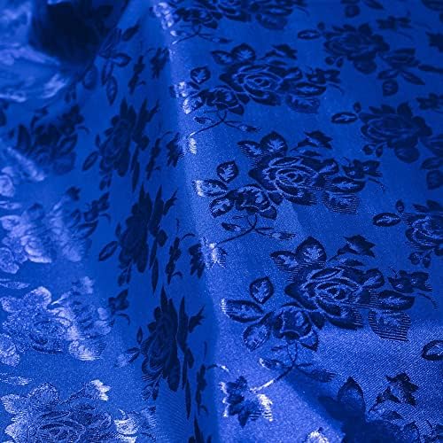 Kayla kraljevski plavi poliester cvjetni žakard brokat satenska tkanina pored dvorišta - 10004