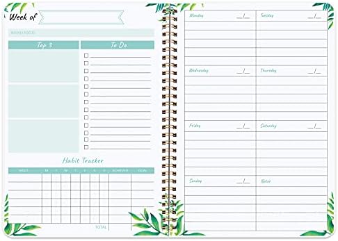 Sedmični Planer bez datuma - bilježnica sa zelenilom za popis, A5 Organizator za vaš sedmični fokus i povećava produktivnost, planer
