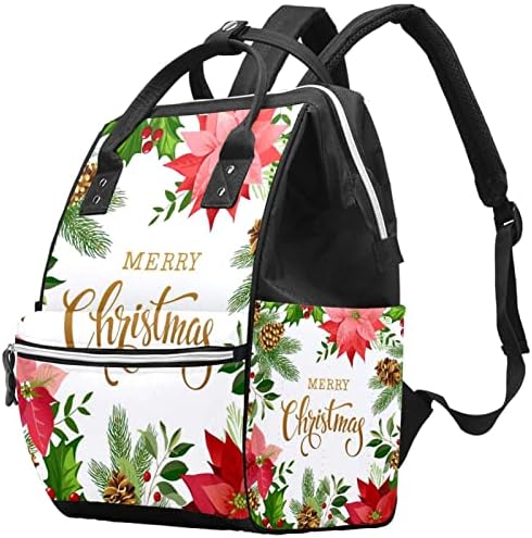Guerotkr putni ruksak, torba za pelene, ruksačke torbe za pelene, sretan božićni crveni cvjetni listovi uzorak