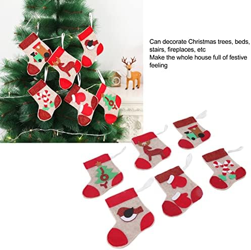 PLPLAAOO 6pcs Božićni ukrasni čarape Božićne poklon torba, ukras božićne čarape Mala poklon torba Privjesak Božićni ukras za drveće