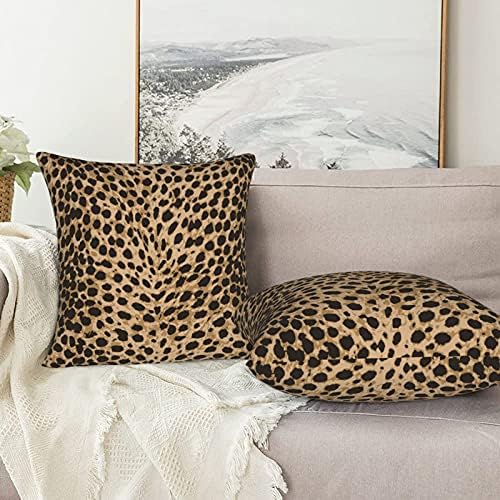 Duduho Leopard kože divlji životinjski print jastuk jastuk na poklopac od 2 ukras kvadratnog jastučnice za jastuk za jastuk za spavaću