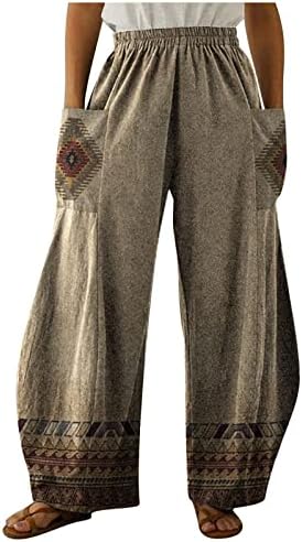 Miashui Yoga pantalone Flare žene Casual modni Print labavi elastični struk Harem pantalone džepne pantalone plus veličine helanke