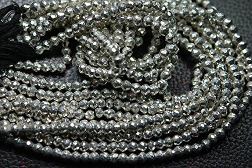 Potpuni 13 inčni x 10 srebro srebro sjaj pirit 3,5 mm približno apeled rondelle perle.