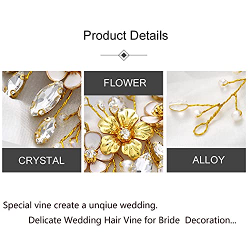 Unsutuo cvijet vjenčanje traka za glavu zlato Bridal Crystal Hair Accessories Rhinestone Pearl kosa komad za žene i djevojke