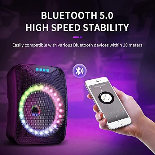 Shinco Prijenosni Bluetooth zvučnik sa šarenim svjetlima + ručni dinamički mikrofon, odličan za karaoke singing Bundle