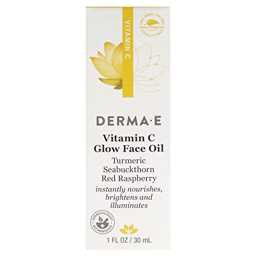Derma-e vitamin C ulje za lice - nafta lica odmah hrani, osvetljava i osvetljava blistavu sjaju - ekstremno sjajno ulje za lice kurkume,