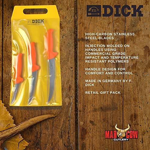 F. Dick Mastergrip Hunter serije 3 komada set za obradu mesa - lomljenje i kaning nož za mesar - Hunter narančaste ručke - njemačke