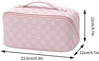Yepzin Veliki kapacitet Travela kozmetička torba - Torba za šminku, PU kožna vodootporna kozmetička torba, prenosiva putna vreća za