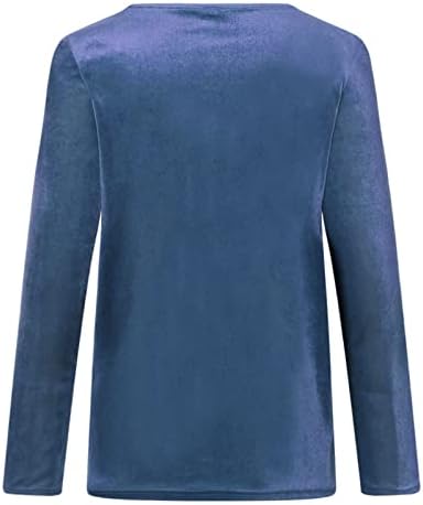 Ženski elegantni dugi rukav na vrhu okruglog vrata Vintage baršun bluza Velor pulover casual košulje u boji