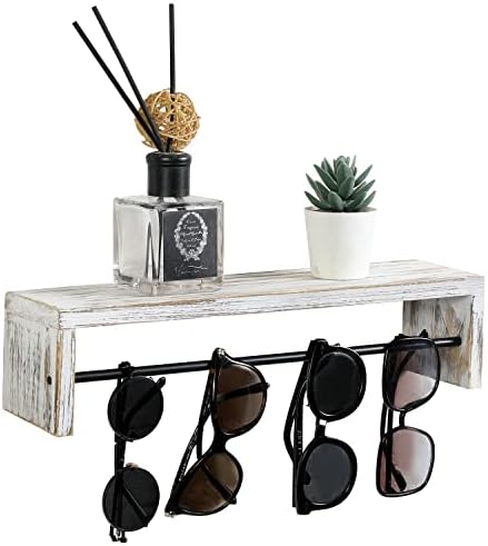 MyGift Whitewasredwred sunčane naočale za skladištenje, zidni montirani naočale Organizator viseći držač zaslona s ukrasnom gornjom