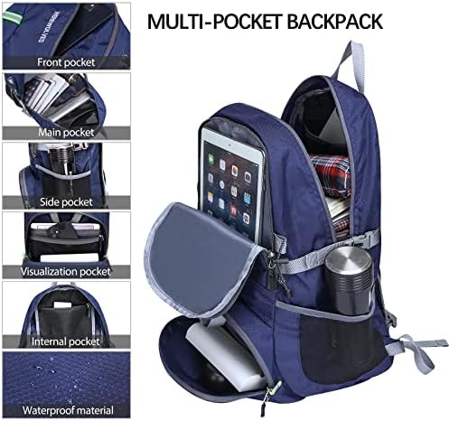 Vukodlaci 35L lagani pakirani ruksak za planinarenje, Ultralaki sklopivi dnevni ruksak za putovanja na otvorenom za žene i muškarce