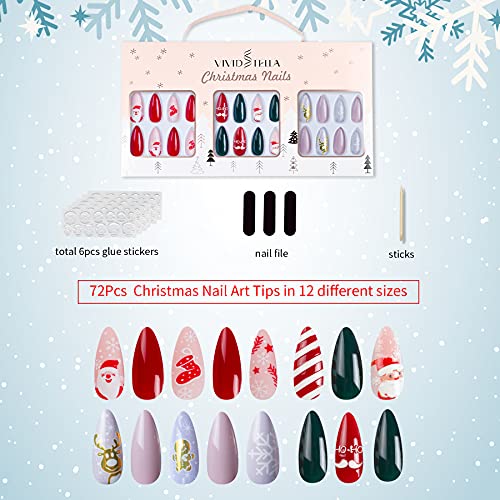 Božić Press na umjetne nokte Crvena Nova Godina Full cover Tips X-mas Tree badem lažni nokat Salon Kit za nokte