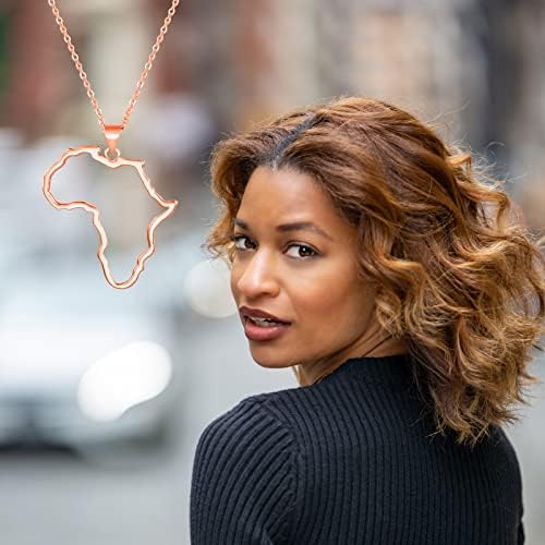 Ženska minimalistička Afrička karta Privjesak Ogrlica, trendi personalizirani Africa Motherland Continent Outline ogrlice dužina lanca