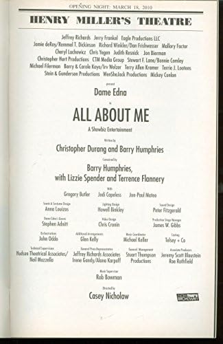 All About Me, Opening Night Broadway Playbill + Dame Edna Everage, Michael Feinstein, Gregory Butler, Jodi Capeless, Jon-Paul Mateo