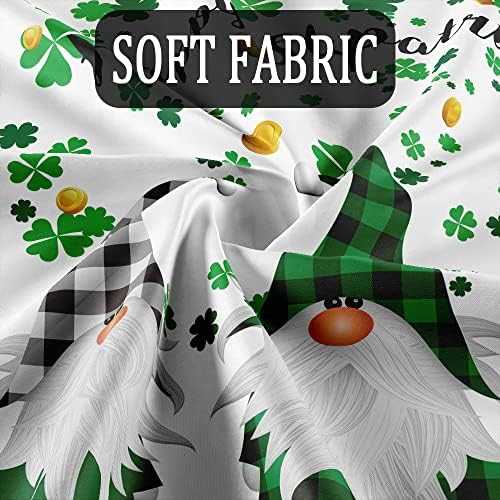 Merchr Happy St. Patrickov tuš za zavjese, zelena djetelina Shamrock list irski gnome ELF dizajn, Buffalo Provjerite plaćeno dekor