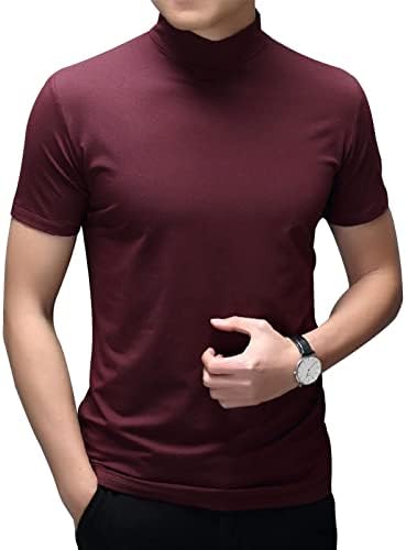 Percle Muške modne kratki rukav ruganje Turtleneck Basic Tops casual pulover majica Slim Fit Solid Divershirt