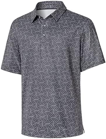 FOMELY Golf Polos za muškarce Golf Shirt vlaga Wicking Dry Fit Print Performance kratki rukav Polo Shirt