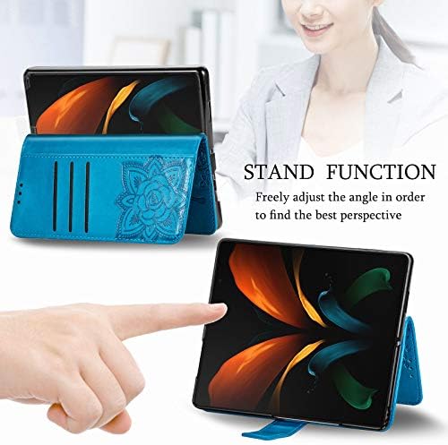 LEMAXELERS Samsung Galaxy Z Fold 2 5G Case Bling Diamond Butterfly reljefni novčanik Flip PU Koža magnetne kartice slota sa postoljem