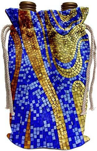 3drose Lee Hiller dizajnira mozaične pločice-zlatni i Plavi talasi stakleni mozaik Tile Print-torba za vino