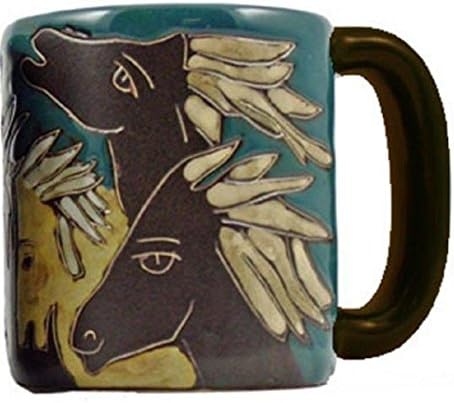 Mara Kolekcija za kamenu za kamen - 16 unce keramičke kafe / čaj za čaj Kolekcionarne torbe za večeru - Meksički konjski dizajn konjskih