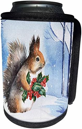 3drose akvarel vjeverica sa holly i bobicama u snijegu. - Može li se hladnije flash omotati