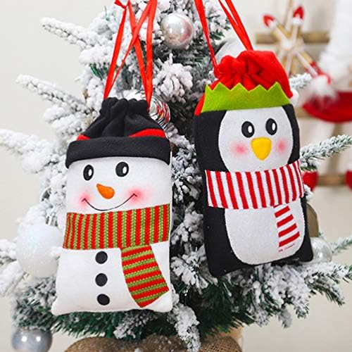 Hemoton Santa Sacks 2pcs Božić torbe Santa Sack vezice torbe Goodie poklon vreće pamuk poslastica torba za djecu ukras Party Favors