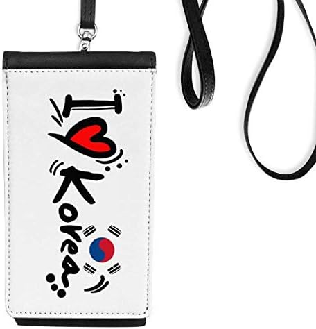 Volim Koreju Word Flag Ljubav Srca Ilustracija Telefon novčanik torbica Viseća mobilna torbica Crni džep