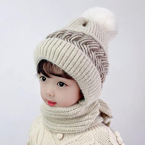Kid pleteni zimski šešir pleteni Coif šeširi od flisa topli šal sa kapuljačom zimski šeširi zimske kape sa Ušom