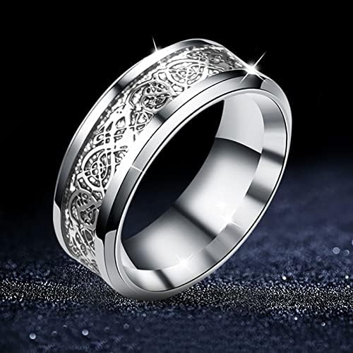 2023 Novi Titanium Zlatni prsten Zmaj sa srebrnim zmajnim čeličnim čeličnim prstenima od nehrđajućeg prstena minimalnih prstenova