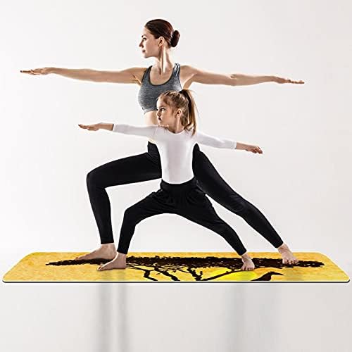 Žuta Afrička životinjska silueta Extra Thick Yoga Mat - ekološka neklizajuća Vježba & podloga za fitnes podloga za vježbanje za sve