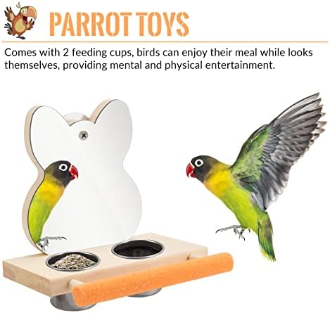 Ptica ogledalo igračka hranilica za papagaje sa postoljem za smuđa za Papagajske koktele Conures zebe Araaws