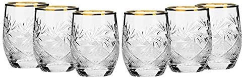 Elegantna i moderna ruska rezana Kristalna čaša za piće, Barware za Scotch, burbon, alkohol i koktel - 8 oz čaša za piće Zlatni obruč,