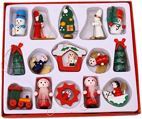 PRETYZOOM 15kom Mini drveni Božić drvo ukrasi Advent Kalendar Stuffers punila Santa Claus snjegović anđeli Božić Tree Tiny visi minijaturni