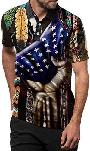 XXBR Patriotske polo majice za mens retro USA zastava etničkih indijskih teas vrhova ljetna kratka rukava Ležerne prilike za golf