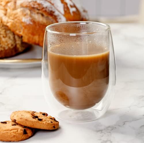 HOLYVIEW 300ml / 10.15oz Obriši dvostruka zidna staklena krigla, izolirana šolja za kavu, staklena čaša za espresso, latte, ledeni
