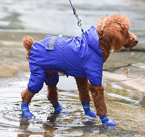 Gabefish Vodootporni silikonski psi čizme za kišu, kišne dane cipele za pse, vanjski štenad šap zaštitnika sa remenicama plava x-velika