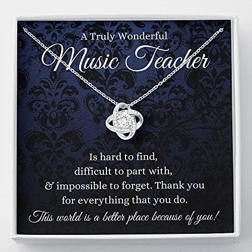 Nakit za karticu poruke, ručno izrađena ogrlica - personalizirani poklon love čvor, glazbeni učitelj Poklon učitelj Hvala vam poklon,