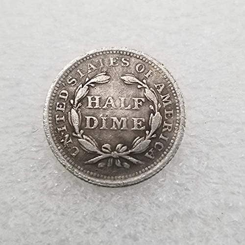 Starinski zanati Američki 1855. poluotkrivena mesinga srebrna srebrni dolar srebrni okrugli strani srebrni dolar
