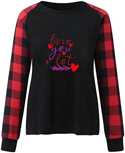 Oplxuo Dukserica za Valentinovo za žene ljubav Heart Grahic Print Pulover Blok u boji Plesni dugi rukav ležerni bluza
