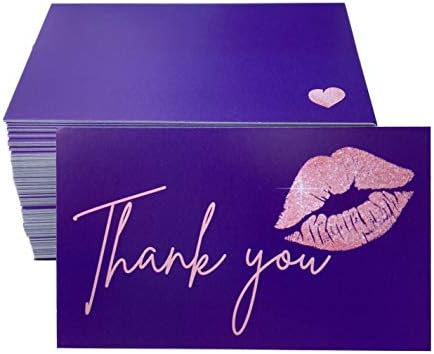 RXBC2011 Hvala vam za kupovinu kartice Faux svjetlucave usne Sweet Kiss paket umetak za online poslovanje paket 100 ljubičasta