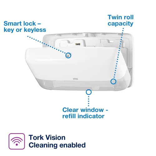 Tork Twin Mini Jumbo Dozator Rolne Toaletnog Papira, Bijeli-T2 + Refill-Mini Jumbo Rolna Maramice Za Kupanje