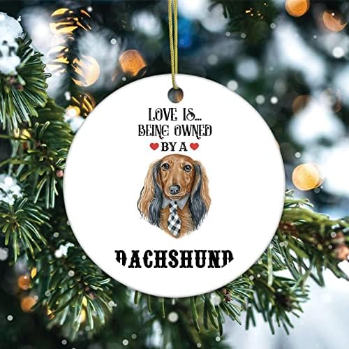Custom Božić tree Ornaments, ljubav je u vlasništvu psa prilagođeno ime keramički Ornament, Citati Ornament, zima 3 inčni uspomena