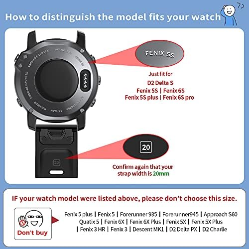 NotoCity kompatibilni Fenix 5S Watch Band Fenix 6S Quickfit Meki Silikonski zamjenski kaiš za Fenix 5s Plus / Fenix 6S Pro / Fenix