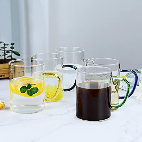 Vobaga Clear Coffeop topla pića, izolirana staklena čaša s ručkom za kafu, čaj, vodu, mlijeku, toplu čokoladu, sok, najbolji poklon