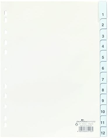 Izdržljiva indeksna datoteka od polipropilena 644102 sa zapečaćenim jezičcima i 10 umetnutih naljepnica za A4 listove-Bijela