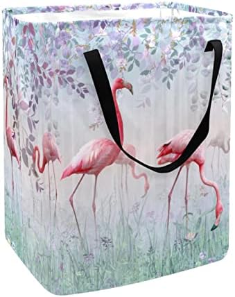 Flamingo u tirkiznoj magli Garden Print sklopiva korpa za veš, 60L vodootporne korpe za veš kante za veš igračke skladište za spavaonicu