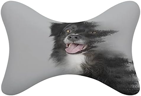 Slatki crni pas i maglovit šumski jastuk za automobile 2 jastuk za glavu u obliku kostiju jastuci za putni automobil Domaći ukras
