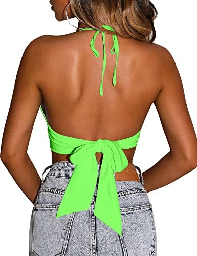 Mizoci ženski seksi ljetni rukav bez rukava Deep V vrat Crop Top Tie Up Backless Cami